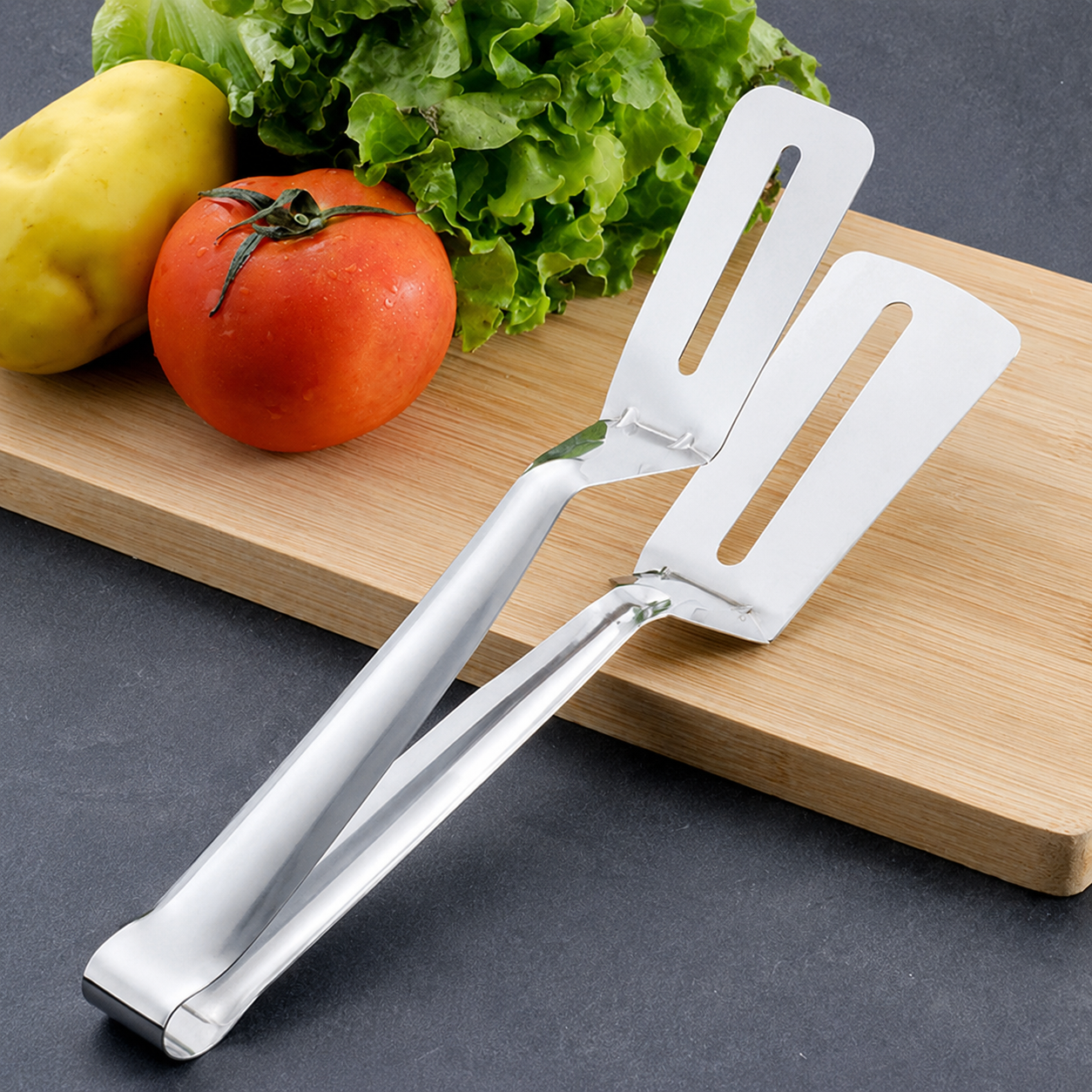 3-in-1 Stainless Steel Cooking Tongs Spatula