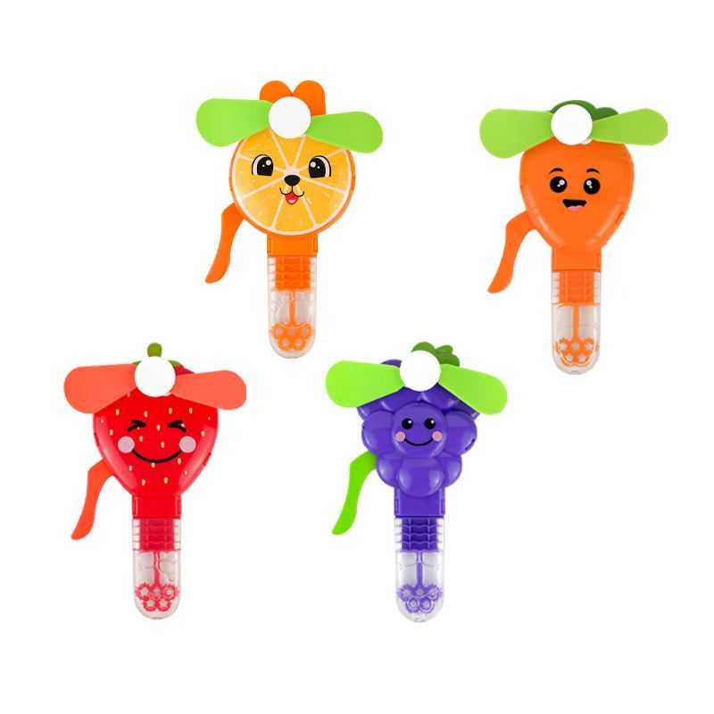 Hand Press Mini Fan with Bubble Blower for Kids