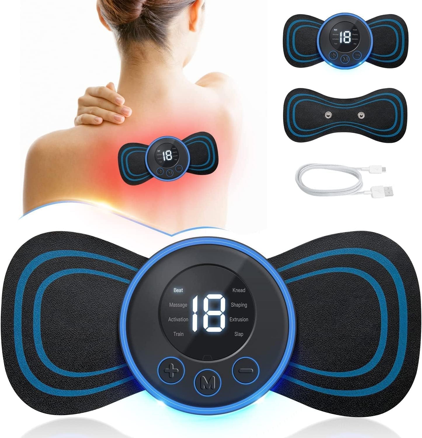 Rechargeable EMS Massage Patch with 8 Modes and 19 Intensity Levels