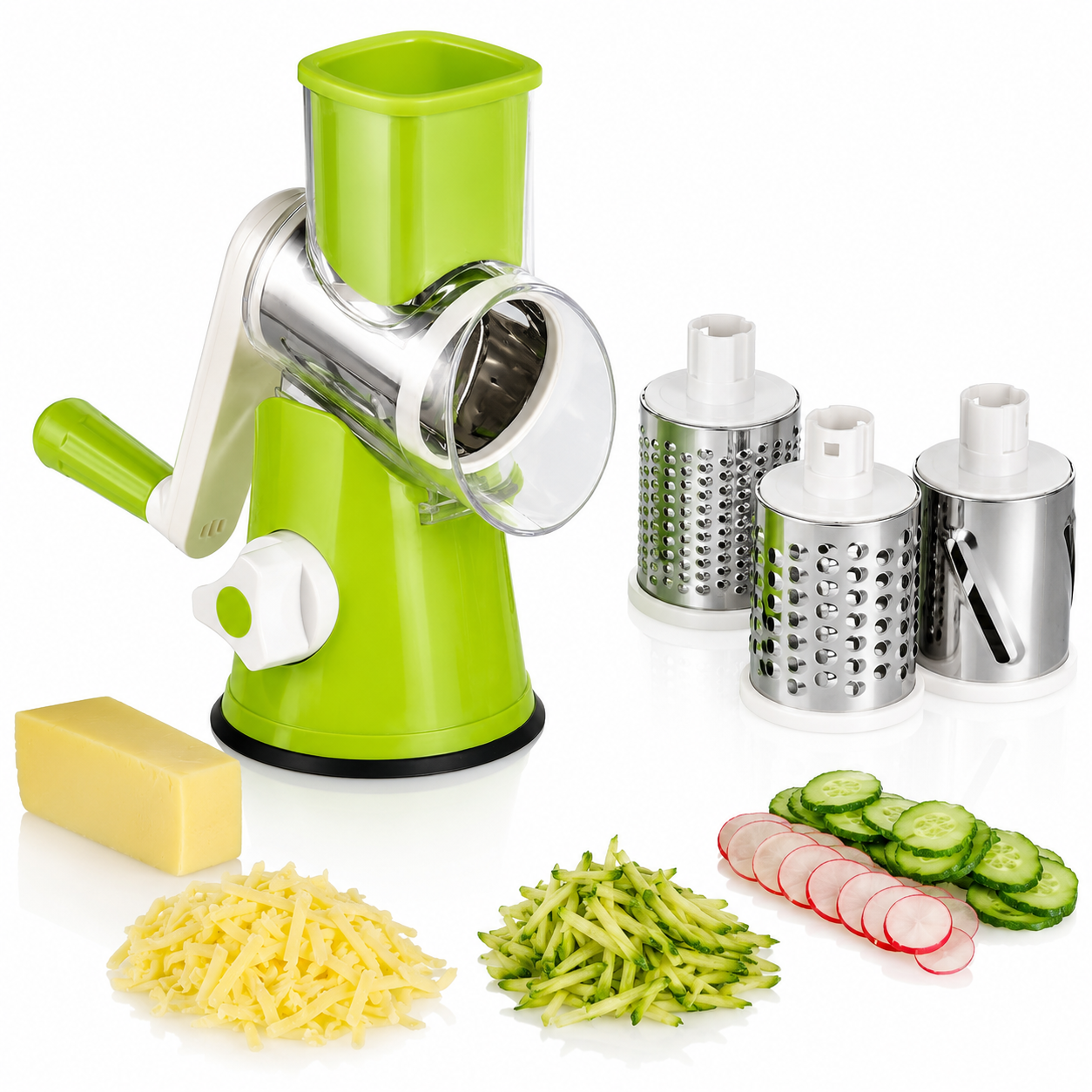 3-in-1 Rotary Cheese Grater and Vegetable Slicer